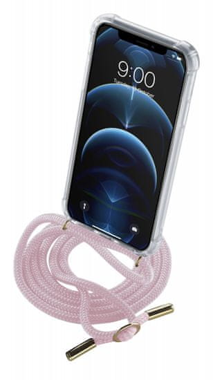 CellularLine Transparentný zadný kryt Neck-Case s ružovou šnúrkou na krk pre Apple iPhone 12 mini NECKCASEIPH12P - rozbalené