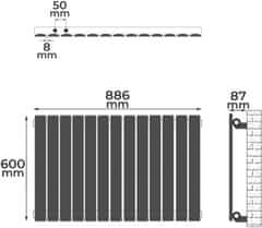 shumee AQAMARIN Horizontálny radiátor, 600 x 886 x 52 mm
