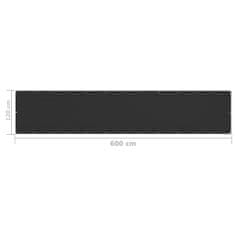 Vidaxl Balkónová markíza čierna 120x600 cm HDPE