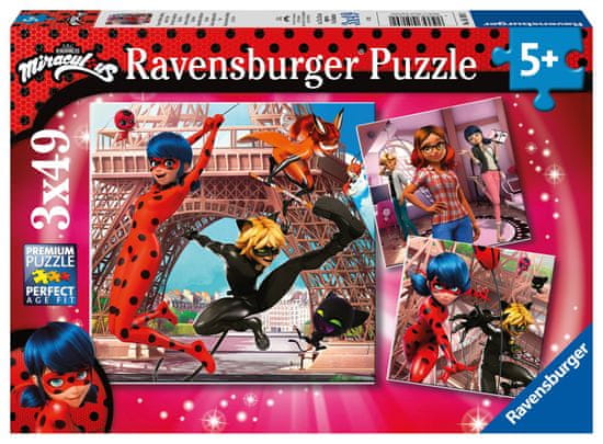 Ravensburger Puzzle Čarovná Lienka a Čierny kocúr 3x49 dielikov