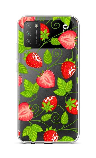 TopQ Kryt Xiaomi Poco M3 silikón Strawberries 60638