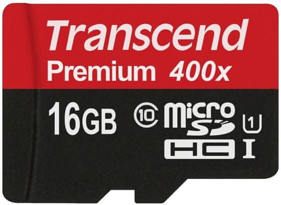 Transcend Micro SDHC Premium 400x 16GB 60MB/s UHS-I (TS16GUSDCU1)