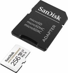 SanDisk Micro SDXC High Endurance 256GB 100MB/s UHS-I U3 + SD adaptér, (SDSQQNR-256G-GN6IA)