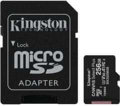 Kingston Micro SDXC Canvas salect Plus 100R 256GB 100MB/s UHS-I + adaptér (SDCS2/256GB)