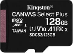 Kingston Micro SDXC Canvas salect Plus 100R 128GB 100MB/s UHS-I + adaptér (SDCS2/128GB)