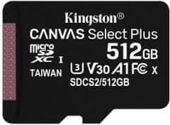 Kingston Micro SDXC Canvas salect Plus 100R 512GB 100MB/s UHS-I (SDCS2/512GBSP)