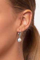 Brilio Silver Pôvabné strieborné náušnice s perlou a zirkónmi EA88