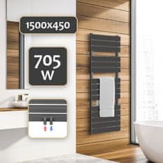 shumee AQUAMARIN Vertikálny kúpeľňový radiátor, 1500 x 450 mm