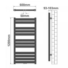 shumee AQUAMARIN Vertikálny kúpeľňový radiátor, 1200 x 600 mm
