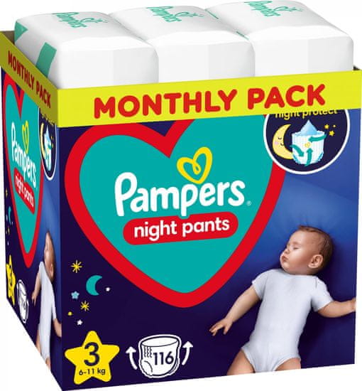Pampers Night Pants nohavičky plienkové jednorazové 3 (6-11 kg) 116 ks