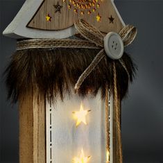 Solight vianočné LED drevená dekorácia, stromček, 2x AA