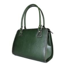 VegaLM Exkluzívna kožená kabelka ručne tieňovaná v tmavo zelenej farbe
