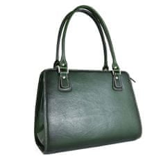 VegaLM Exkluzívna kožená kabelka ručne tieňovaná v tmavo zelenej farbe