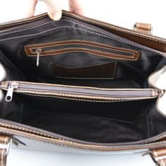 VegaLM Exkluzívna kožená kabelka ručne tieňovaná v hnedej farbe