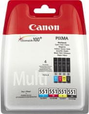 Canon CLI-551 C/M/Y/BK Photo Value pack + 4x6 Photo Paper (PP-201 50sheets) (6508B005)