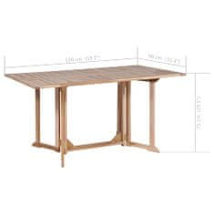 Vidaxl Skladací záhradný stôl Butterfly 150x90x75 cm, tíkový masív
