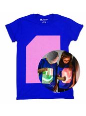 Modré detské zábavné iluminačné tričko /ružová svietiaca plocha/ + laser pero