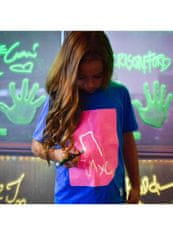 Modré detské zábavné iluminačné tričko /ružová svietiaca plocha/ + laser pero