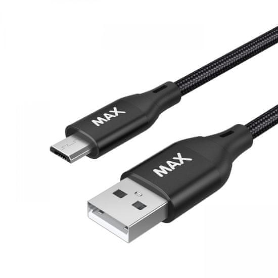 MAX kábel USB 2.0 - micro USB, 1 m, opletený, čierny (UCM1B)