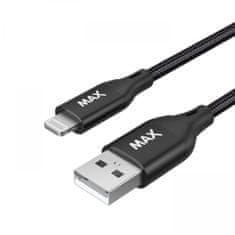 MAX kábel MFi Lightning - USB 2.0, 1 m, opletený, čierny (UCLC1B)
