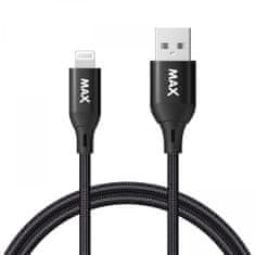 MAX kábel MFi Lightning - USB 2.0, 1 m, opletený, čierny (UCLC1B) - rozbalené