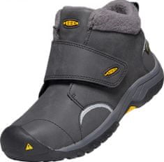 KEEN detská zimná kožená členková obuv Kootenay III Mid WP Black/Keen yellow 27,5 šedá