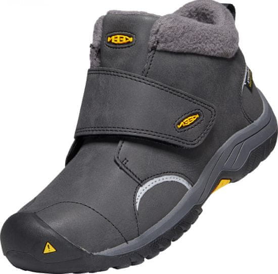 KEEN detská zimná kožená členková obuv Kootenay III Mid WP Black/Keen yellow