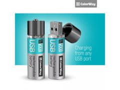 ColorWay USB nabíjateľné batérie AA, 1200mAh 1.5V - 2ks; CW-UBAA-02
