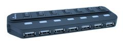 MediaRange USB 2.0 7-portový hub s vypínačom na každom porte, bez napájania, čierny; MRCS504