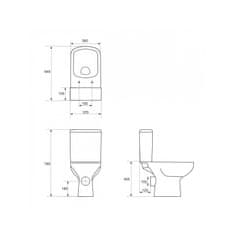 CERSANIT COLOUR - WC kombi+sedátko soft close, horizontálny odpad, biela, K103-027