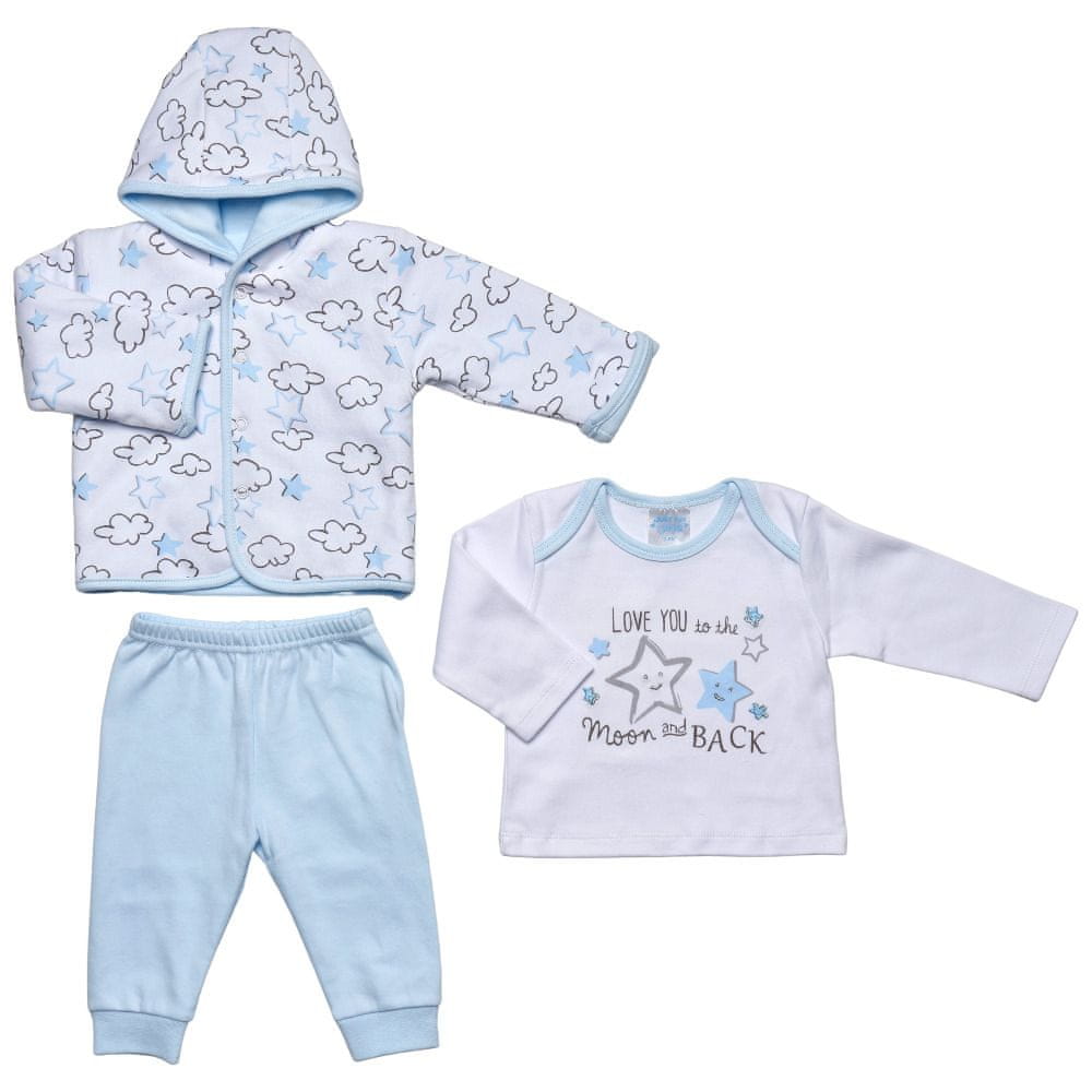 Just Too Cute chlapčenský dojčenský set tričko, tepláčiky a kabátik - hviezdičky W0610_1 62 modrá