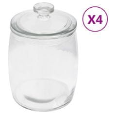 Vidaxl Skladovacie sklenené poháre s viečkami 4 ks 3850 ml