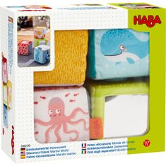 HABA Textilné kocky s aktivitami pre bábätká Morský svet 4 ks