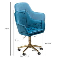 Bruxxi Kancelárska stolička Silen, zamat, modrá