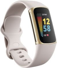 Fitbit Charge 5, Lunar White/Soft Gold Stainless Steel - použité
