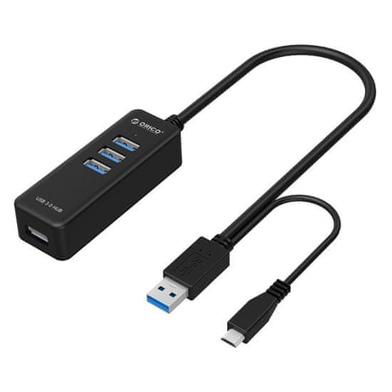 Orico OTG USB 3.0, 4-portový HUB s microUSB, bez adaptéra; H4019-U3