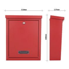 Rottner Brighton poštová schránka červená | Cylindrický zámok | 31 x 40 x 13.5 cm