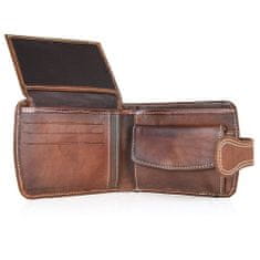 VegaLM Elegantná UNISEX kožená peňaženka v hnedej farbe, ručne tamponovaná