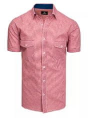 Dstreet Pánska košeľa s krátkym rukávom Nalnt červeno-biela M