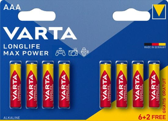 VARTA Batérie Longlife Max Power 6+2 AAA 4703101448 - rozbalené