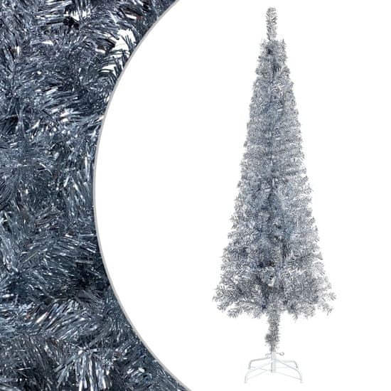 Vidaxl Úzky vianočný stromček strieborný 240 cm