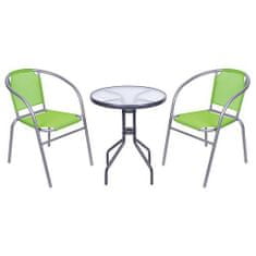 ST LEISURE EQUIPMENT Set balkónový BRENDA, zelený, stôl 72x59 cm, 2x stolička 60x71 cm