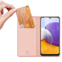 Dux Ducis Skin Pro knižkové kožené puzdro na Samsung Galaxy A22 4G, ružové