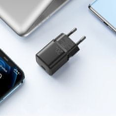 Joyroom Mini Fast Charger sieťová nabíjačka USB-C PD QC 20W, čierna
