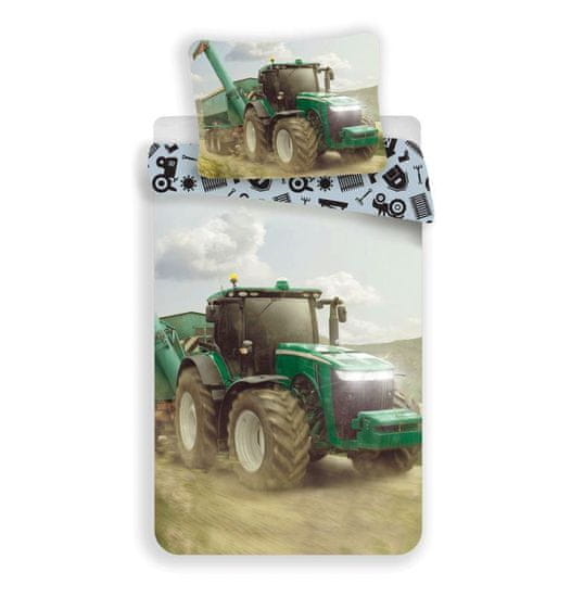 Jerry Fabrics Obliečky, Traktor, zelený, 140 x 200 cm, 70 x 90 cm