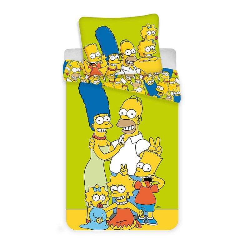 Jerry Fabrics Obliečky Simpsons Family green 140/200, 70/90