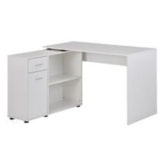 Bruxxi Rohový písací stôl Buero, 120 cm, biela