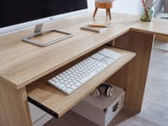 Bruxxi Rohový písací stôl Buero, 140 cm, dub Sonoma