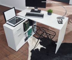 Bruxxi Rohový písací stôl Buero, 120 cm, biela
