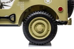 Beneo Elektrické autíčko USA ARMY 4X4, žlté, Trojmiestne, MP3 Prehrávač so vstupom USB/SD, Odpružené